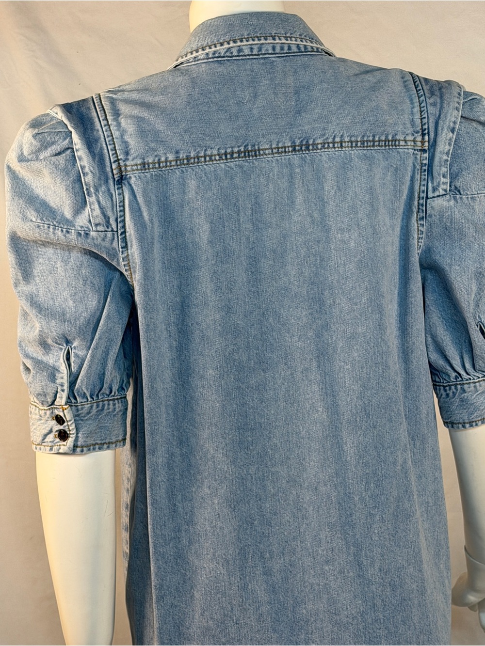 Frame Denim Light Blue Puff Sleeve Denim Shirt Dress - Picture 7 of 11